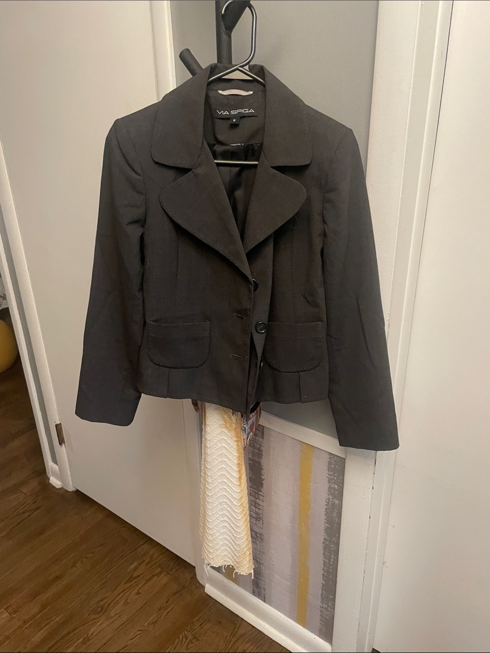 Via Spiga Black Notch-Lapel Tailored Blazer